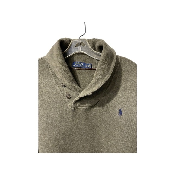 Ralph Lauren Polo Men olive Shawl two button neck sweater. Ribbed -Size XL - Picture 3 of 11